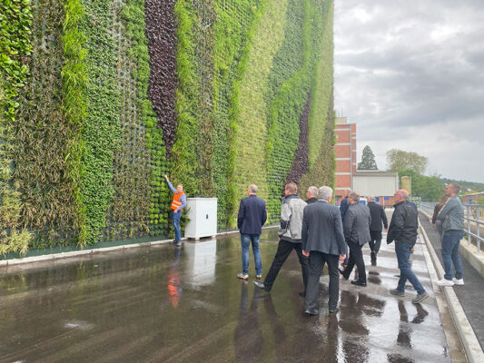 Fassadenbegrünung Werkshalle DaimlerTruck in Gaggenau